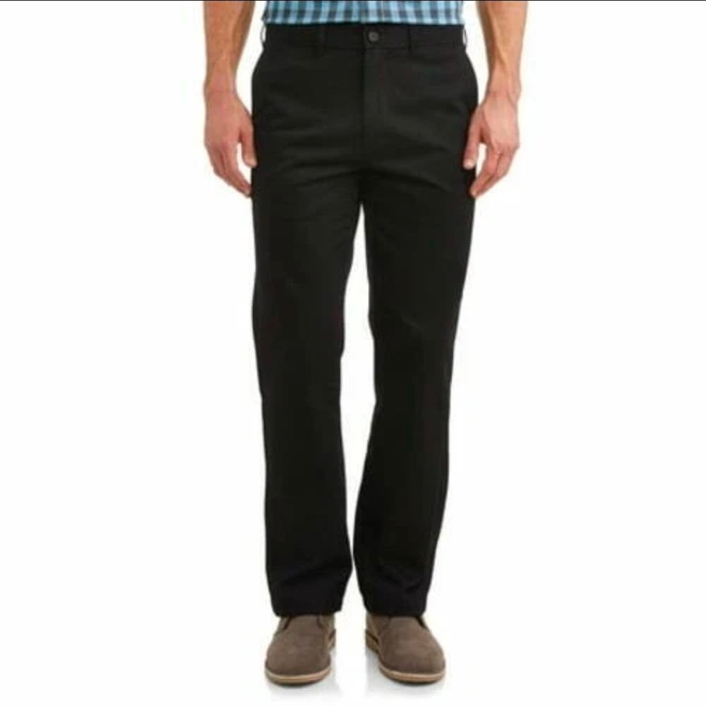 George Big Mens Dress Pants 46x32 Black Flat Front Wrinkle Resistant NWT
